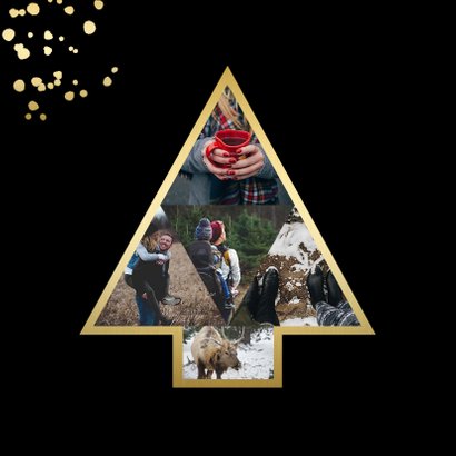 Weihnachtskarte mit Fotobaum und goldenem Konfetti 2