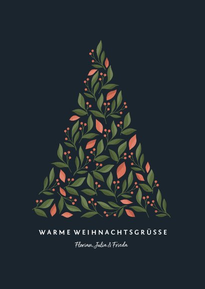 Weihnachtskarte mit Weihnachtsbaum in botanischem Look 3