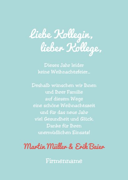 Weihnachtskarte Mitarbeiter - Corona Keine Weihnachtsfeier 3