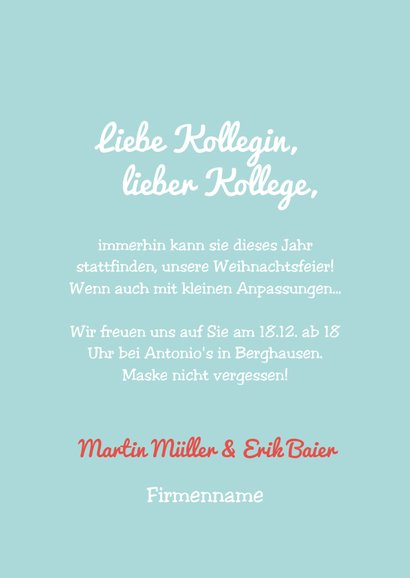 Weihnachtskarte Mitarbeiter - Corona Weihnachtsfeier 3