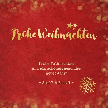 Weihnachtskarte rot mit Goldkonfetti und Fotos 3