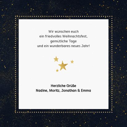 Weihnachtskarte schwarz vier Fotos und schwarze Goldkonfetti 3