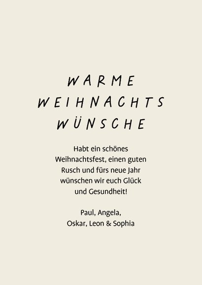 Weihnachtskarte 'Warme Weinachtswünsche' 3