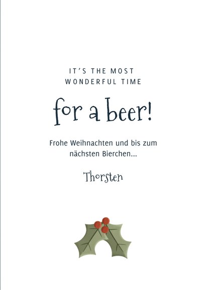 Weihnachtskarte 'Wonderful time for a beer' 3