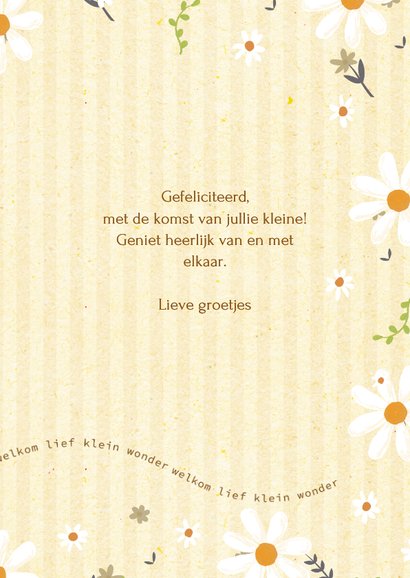 Welkom lief klein wonder-flowers and stripes-geboorte kaart 3