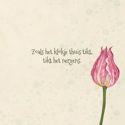 Welkom Thuis kaart met Tulpen en groen tinten 3