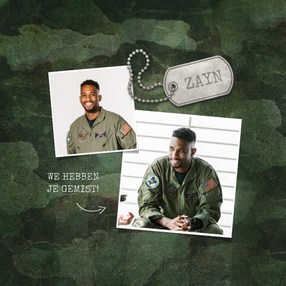 Welkom thuis militair met foto en legerplaatje 2