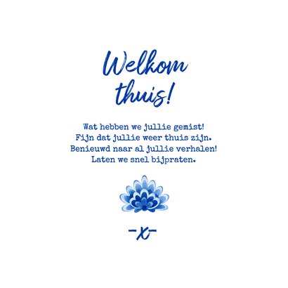 Welkom thuis vakantiekaart delftsblauw tegel quote 3