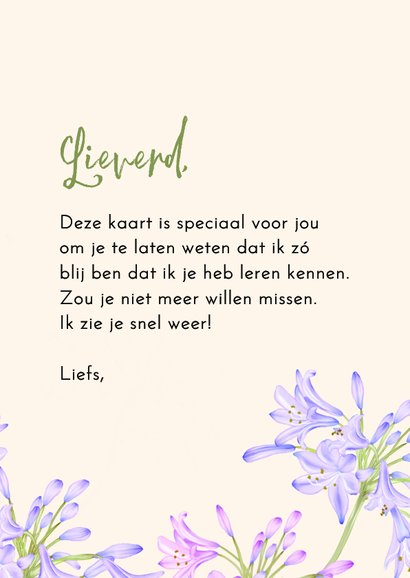 Wenskaart agapanthus bloemen dikke knuffel 3