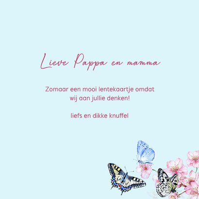 Wenskaart Bloemen en vlinders in het voorjaar 3
