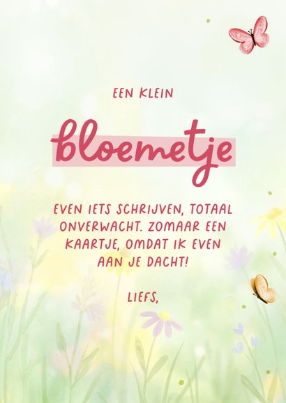 Wenskaart bloemetje met kikker en vlindertjes 3