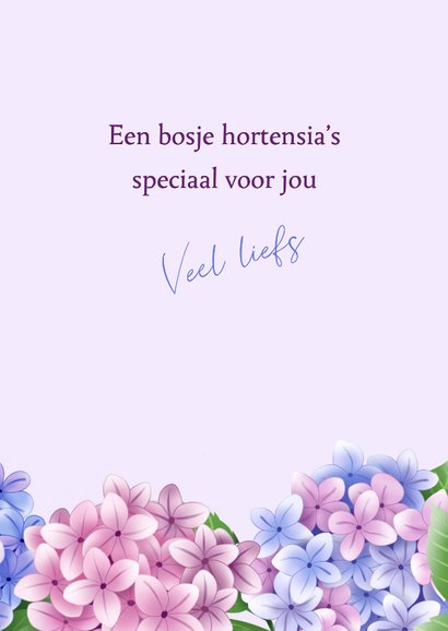 Wenskaart - Bosje hortensia's 3