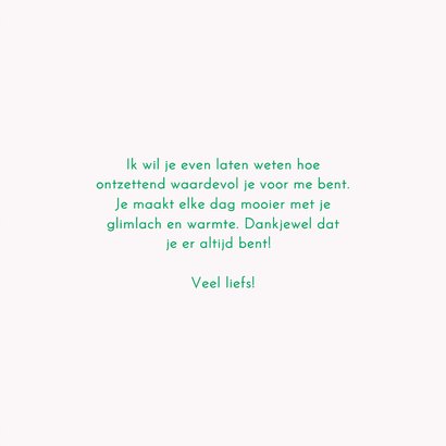 Wenskaart die lach staat je goed paars met groen typografie 3