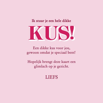 Wenskaart dikke kus roze met rode lippen 3