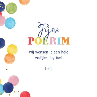 Wenskaart fijne Poerim Joods feest confetti fotokaart 3