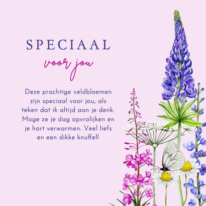 Wenskaart gekleurde veldbloemen vlinder en bij 3