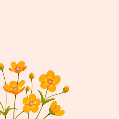 Wenskaart gele bloemetjes boterbloem 2