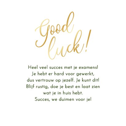 Wenskaart good luck succes klavertje vier goud 3