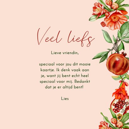 Wenskaart granaatappels bloemen 3
