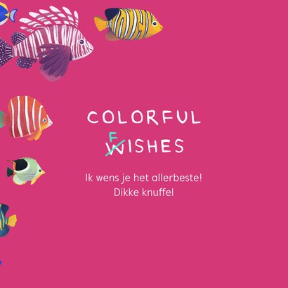 Wenskaart groetjes colorful fishes vissen kleurrijk 3