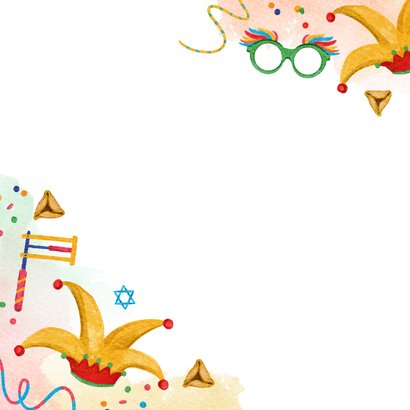 Wenskaart Happy Purim feestelijk illustraties 2