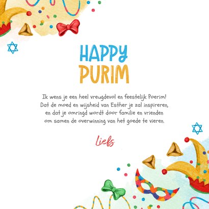 Wenskaart Happy Purim feestelijk illustraties 3