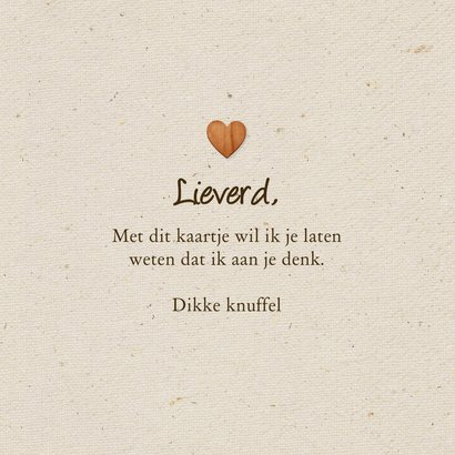 Wenskaart ik ben er voor je linnen hartje dikke knuffel 3