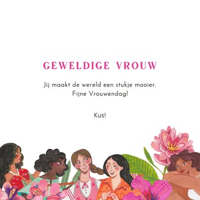 Wenskaart internationale vrouwendag vrouwen en bloemen 3