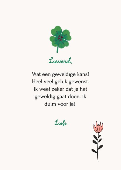 Wenskaart jij kunt dit - klavertje vier 3