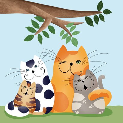 Wenskaart - Katten in de boom 2
