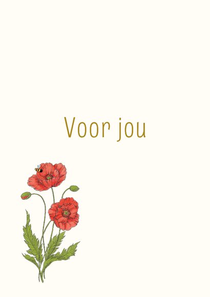 Wenskaart klaproos met hommel 3