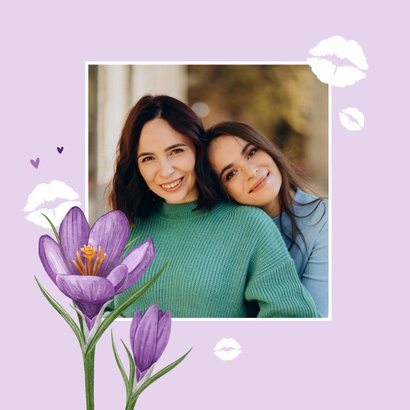 Wenskaart krokussen kusjes stijlvol liefdevol zomaar 2