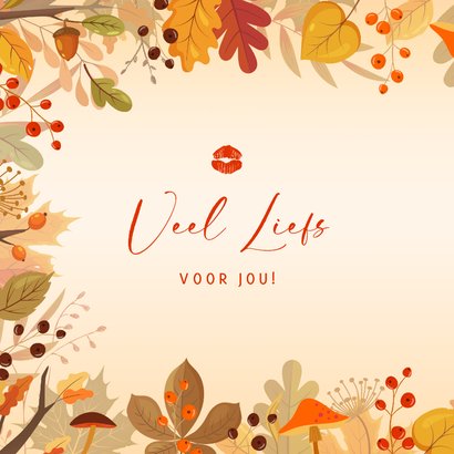 Wenskaart kus door de brievenbus warm kunstzinnig herfst 2