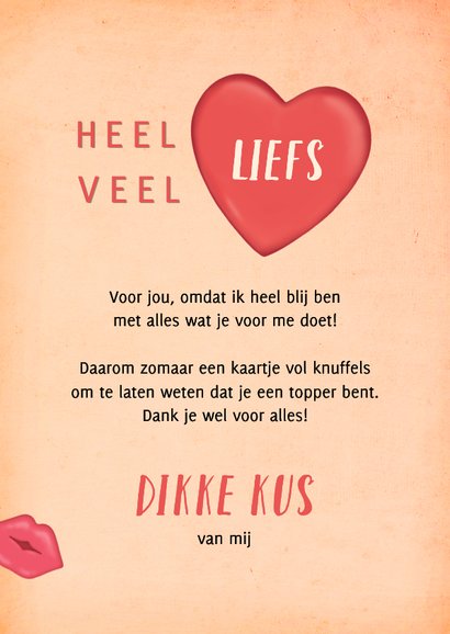 Wenskaart kusjes hart enveloppe 3