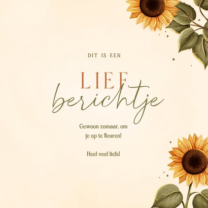 Wenskaart lief berichtje met zonnebloemen 3