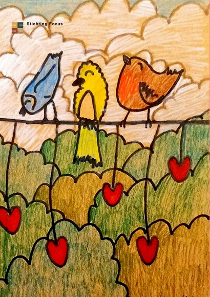 Wenskaart Liefdevolle groet van fluitende vogels 2
