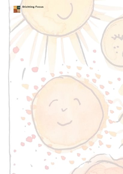 Wenskaart met 6 vrolijke zonnetjes 2