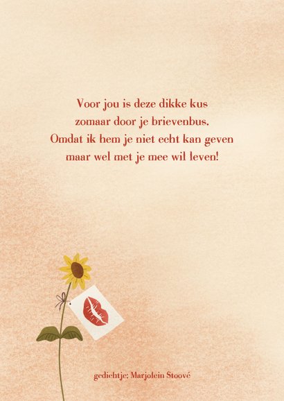 Wenskaart met deur en kaart met kus door de brievenbus 2