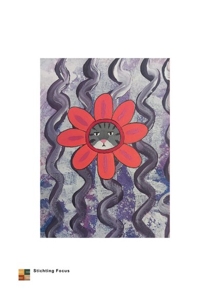 Wenskaart met een bloempoes 2