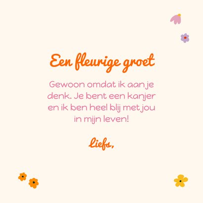 Wenskaart met pot met vrolijke bloemen 3