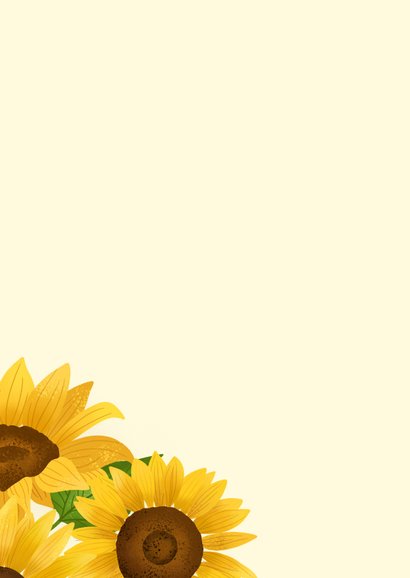 Wenskaart met zonnebloemen in vaas 2