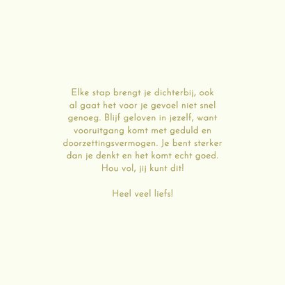 Wenskaart one step at a time paars gestreept hartjes 3