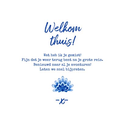 Wenskaart oost west thuis best Delfts blauw welkom thuis 3