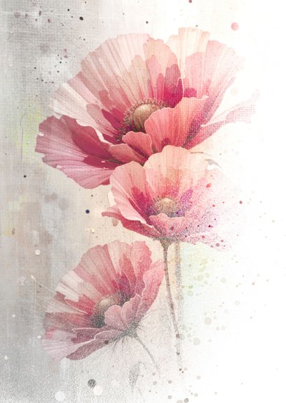 Wenskaart papaver tuin 2