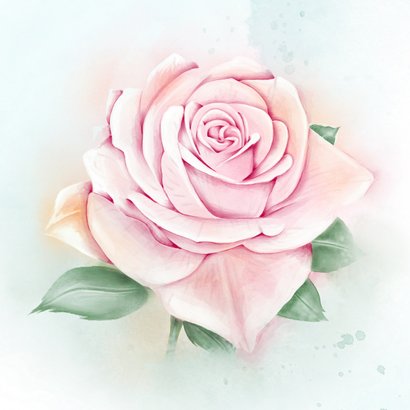 Wenskaart roze roos waterverf 2