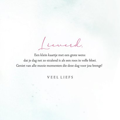 Wenskaart roze roos waterverf 3