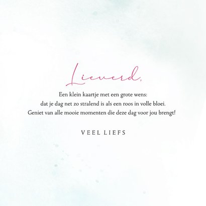 Wenskaart roze roos waterverf 3