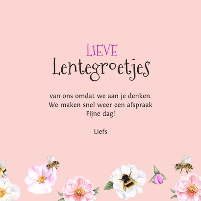 Wenskaart rozen met hommels en bijtjes 3