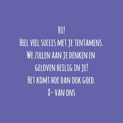 Wenskaart succes met je tentamen tent 3