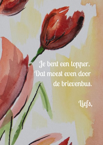 Wenskaart van bloemen in rood geel 3